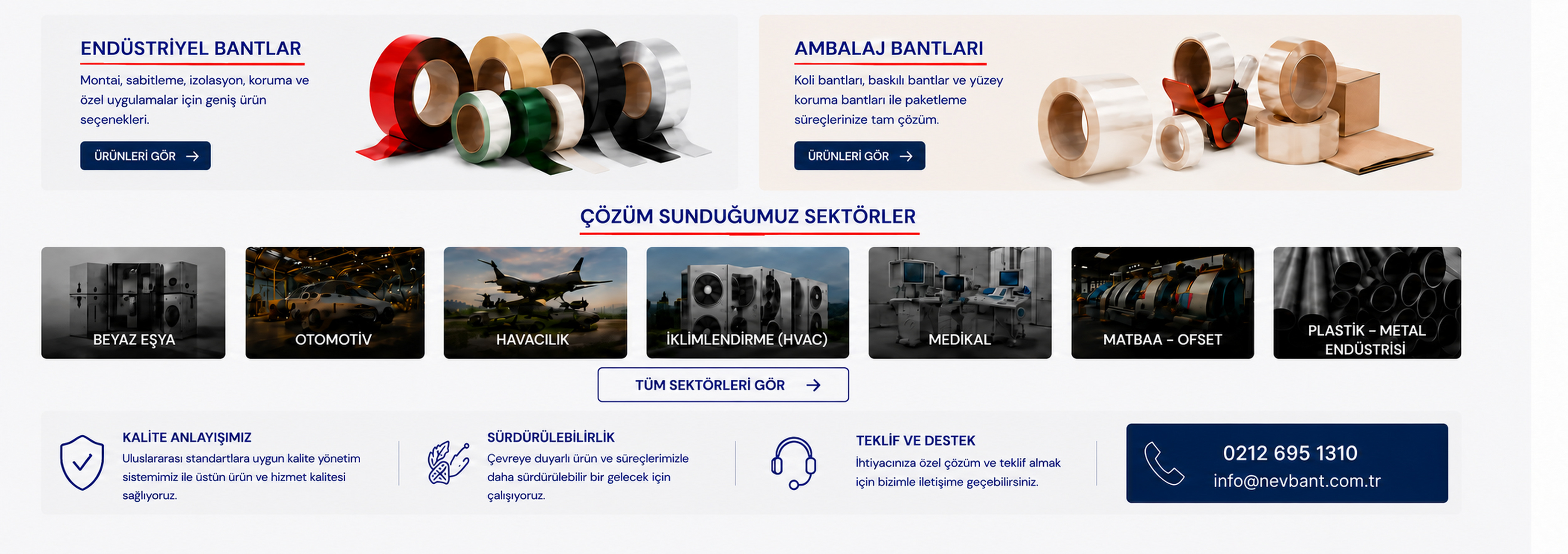 Endüstriyel Bantlar, Ambalaj Bantları, Çözüm Sunduğumuz Sektörler